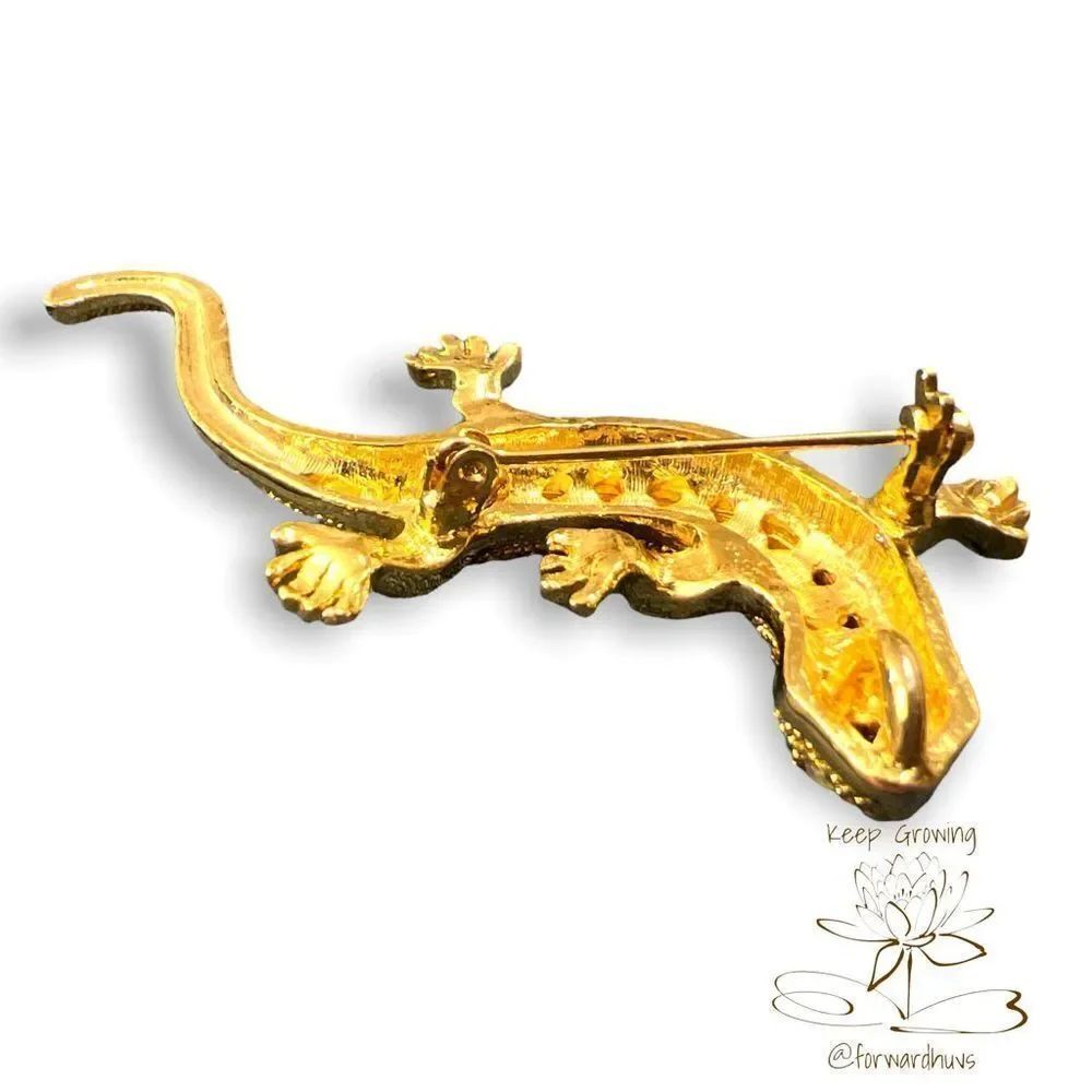 Rhinestone Lizard Brooch Pin - Picture 4 of 6